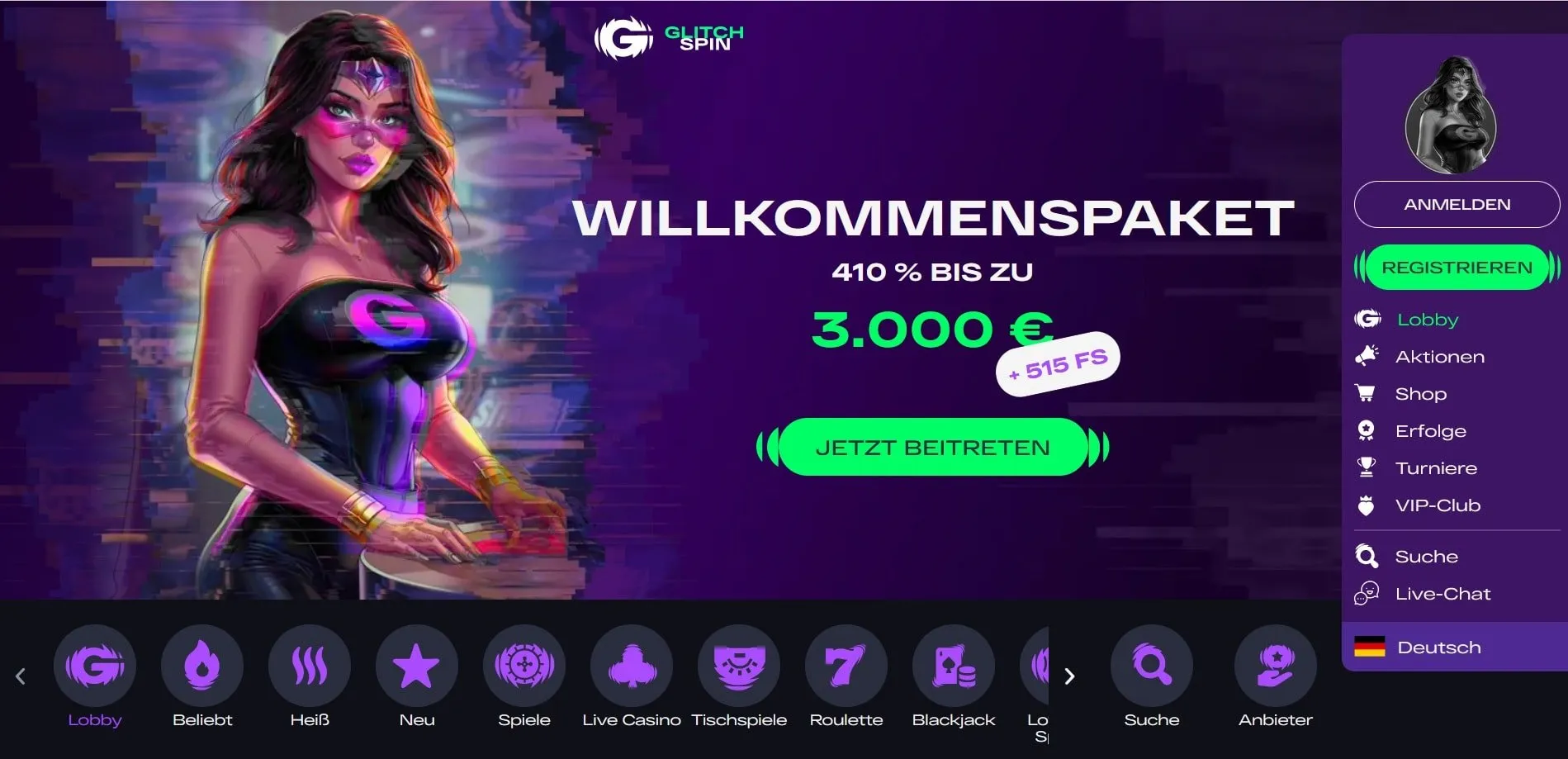 GlitchSpin Startseite GlitchSpin Casino Startseite